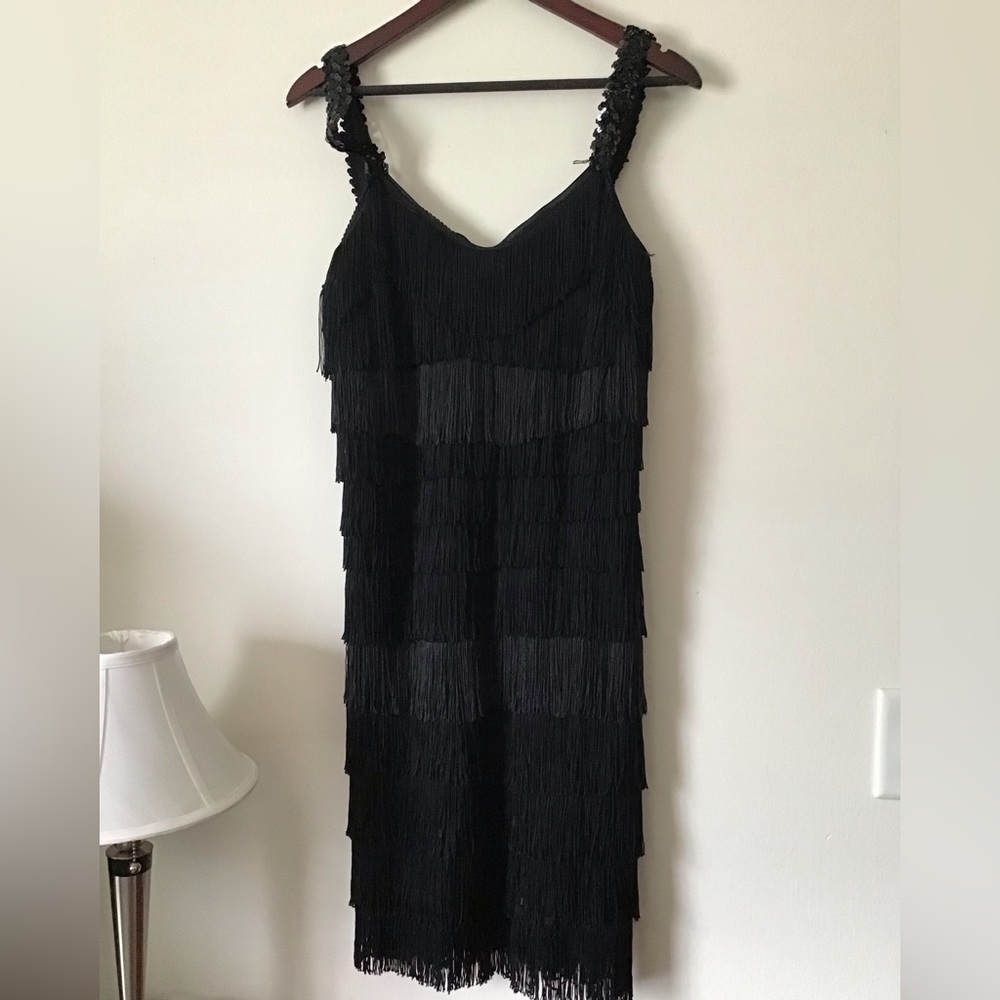 Handmade 1920’s Tassel Fringe Flapper Dress Size 10 with Accessories.